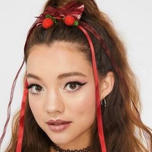 Strawberry Fling Pendant Long Hair Bow